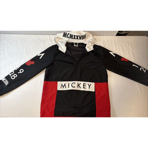 VTG Disney Mickey 1928 MCMXXVIII Pullover Hooded Anorak Jacket S Windbreaker